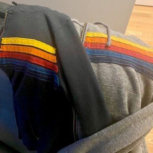 2 Aviator Nation 5-stripe zip hoodies in multi